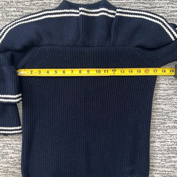 New Self-Portrait STRIPED FRILL SWEATER NAVY Wool Jumper Small - Picture 10 of 16